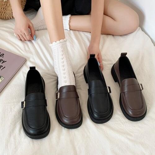 Summer Shoes Ladies Shallow Mouth British Style Slip-on Black Flats Oxfords Womens Clogs Platform Female Footwear 2021 Nurse Pr