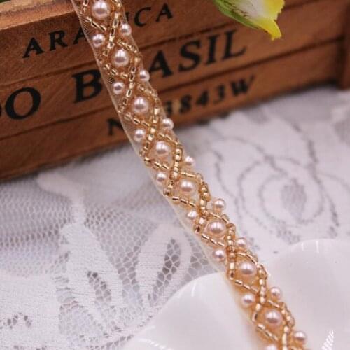0.9m 1 PC 10mm Nylon Lace Fabric Beaded Trim Ribbon Garment Accessories Beautiful Ribbon Sewing Wedding Decoration Accessories