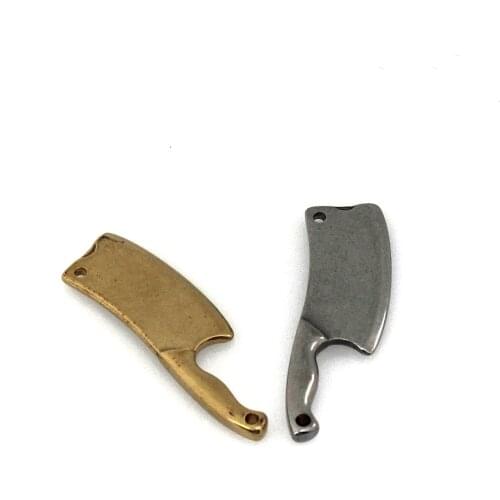 1pcs Solid Brass Kitchen Knife Charm Pendant Key Chain Keyring Decor Leather Craft DIY Decoration Gift Stainless Steel CLOXY