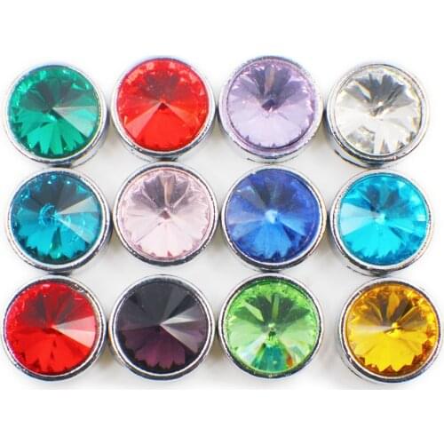 12pcs 12 colors birthstone slide Charms 8mm rhinestone slider charms Jewelry Finding fit 8mm wristband SL359