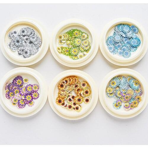 1Jar Mixed Flowers Colorful Nail Art Wood Pulp Chips Rhinestones Floral Leaf Slider 3D Nail Decoration For Nail Jewelry Patch BZ