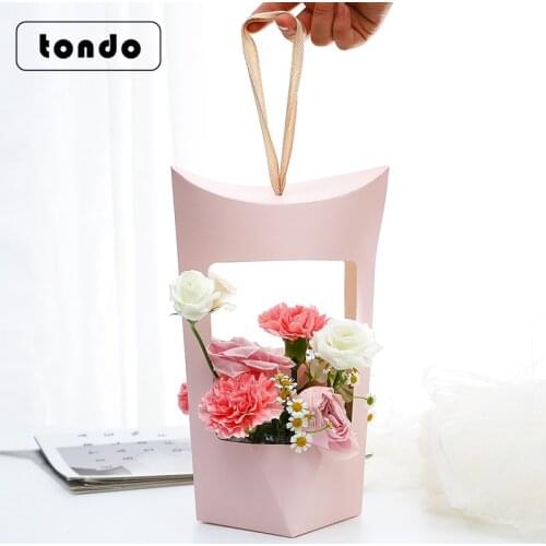 2pcs Teachers Day New Flower Packaging Korean Moon Boat Portable Box Folding Solid Color Small Flower Box Empty Box