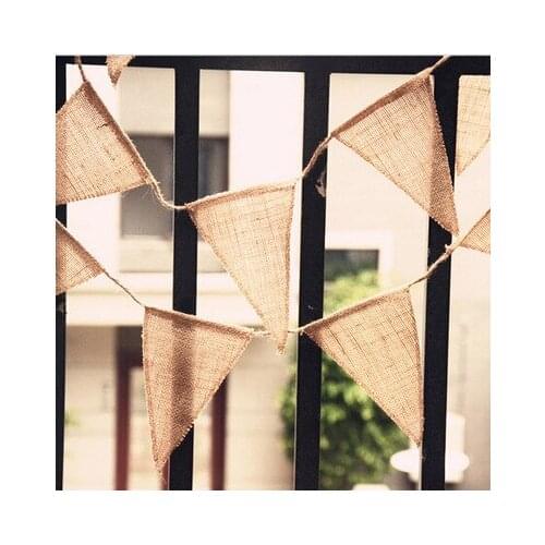 Burlap Flag Bunting 3 meter 13piece Baby Shower Rustic Wedding Hessian Decorations Event Party Supplies Wedding Party Banner