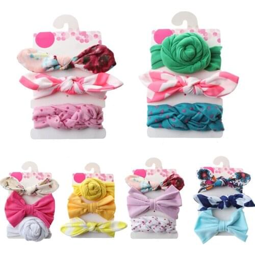 3Pcs/Set Floral Baby Headband Cute Bows Donut Knotted Rabbit Ear Newborn Baby Girl Headbands Hair Accessories Dropshipping