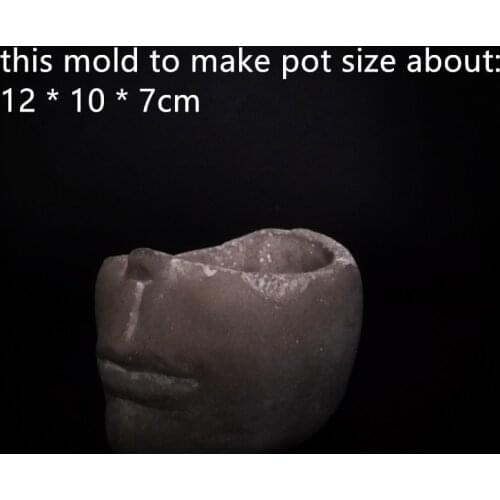 3D Human Face Pot Container Concrete Planter Flowerpot Silicone Mold Cement Craft Molds for Plants Desktop Decoration Pen Holder