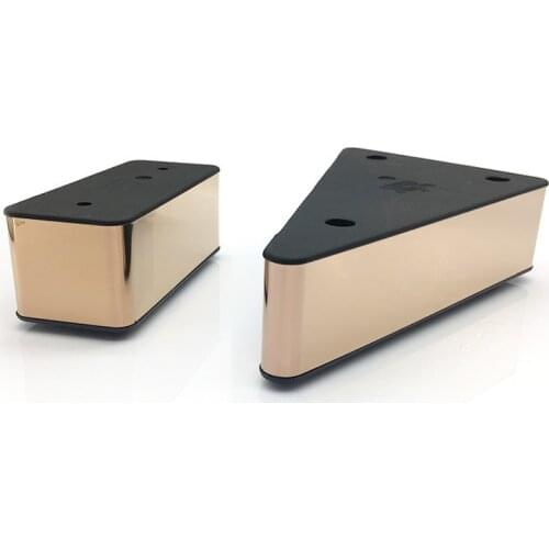 4pcs 5cm Gold Furniture Legs Square metal Leveling feet for Cabinet sofa table beds support rubber floor protectors accessories