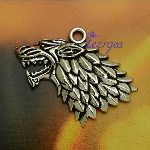 5pcs/lot--44x25mm,wolf chams, Antique silver plated/bronze plated wolf head animals charms,DIY supplies