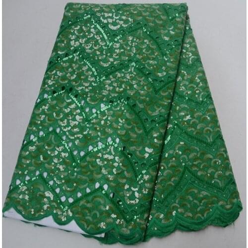 5yards/pc) High quality African sequins mesh lace handcut organza lace fabric in green for party dress OP57