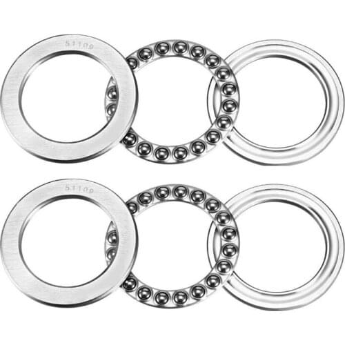 51109 Single Direction Thrust Ball Bearings 45mm x 65mm x 14mm Bearing Steel (Pack of 2)