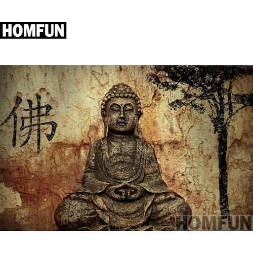 HOMFUN Full Square/Round Drill 5D DIY Diamond Painting "Religion Buddha" 3D Embroidery Cross Stitch 5D Home Decor A00982