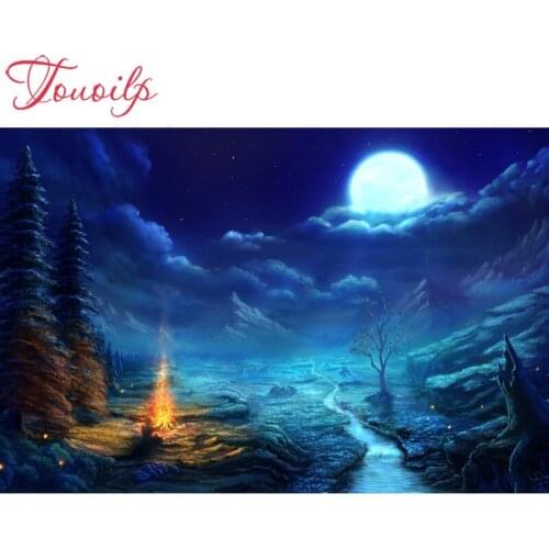 TOUOILP 5D DIY moon flame Diamond Painting 100% Full Square/Round Drill "Happy camping" Diamond Embroidery Cross Stitch 3D Decor
