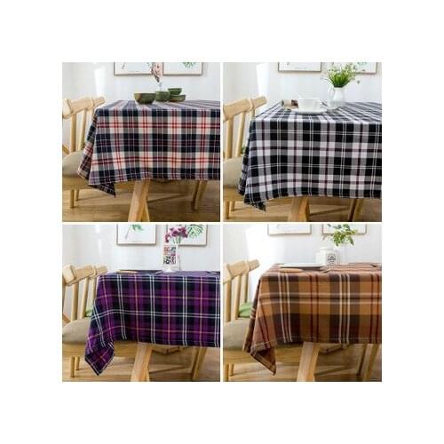 Cotton and linen lattice American tablecloth, small fresh coffee table tablecloth, pastoral stripe rectangular tablecloth