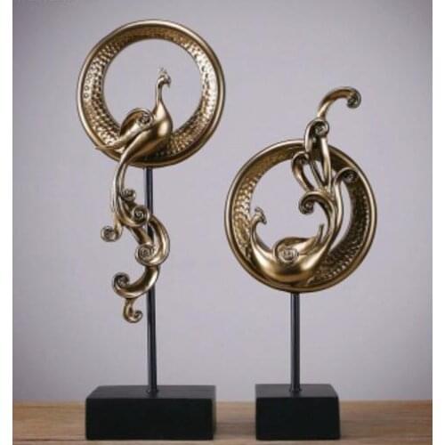 American style imitation copper phoenix decoration manufacturers direct resin crafts creative auspicious birds light luxury gift