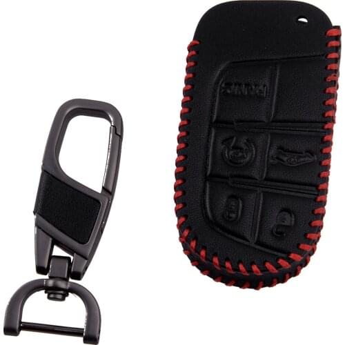 Car Leather Remote Key Fob Cover Case Fiit For Jeep Grand Cherokee Chrysler 200 300 Dodge Durango Charger Challenger Journey
