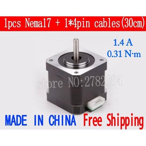 Free shipping 1pc Quality 17HS3401(42HB1401) 4-lead Nema 17 Stepper Motor 42 motor 42BYGH 1.4A CNC Laser and 3D printer