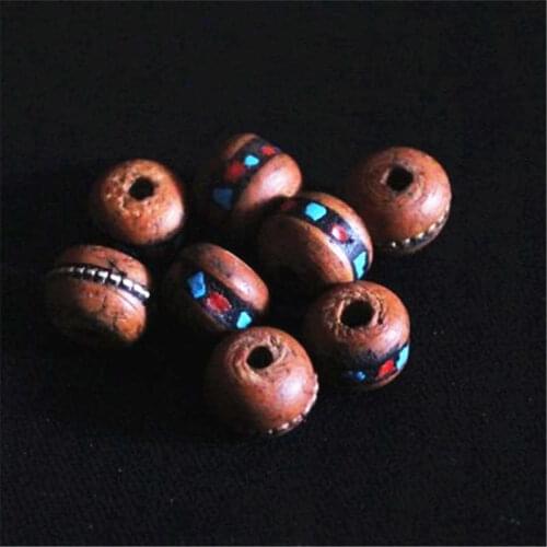 TSB0260 Natural Bodhi loose beads 13-14mm 10beads lot Nepal Hand Inlaid Metal Silk Coloful stone