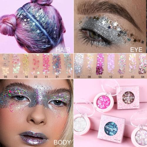 Glitter Eyeshadow Gel Mermaid Jelly Face Body Eye Glitter Sequin Gel Holographic Eye Shadow Hair Nail Decoration Party Festival