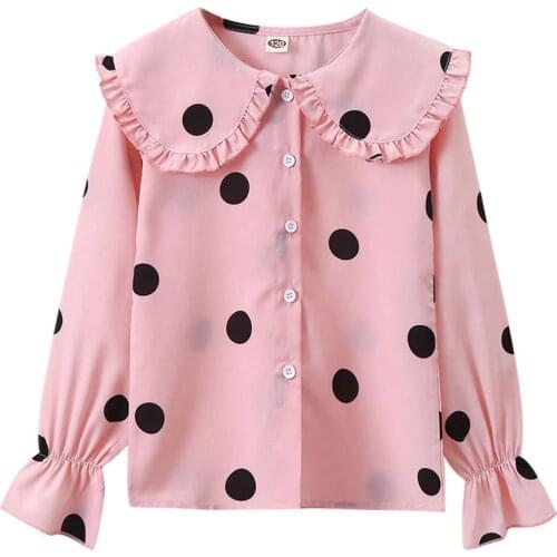 Bitlamb New Fashion 2021 Spring Summer Autumn Shirts For Teenage Girls 3T 4 6 8 10 12Yrs Casual Turn-down Collar Girls Blouse