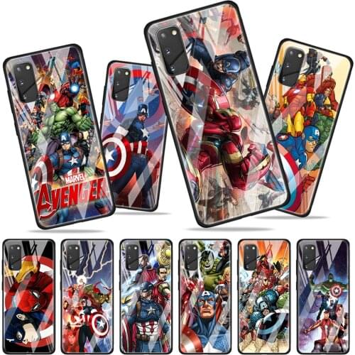 Marvel Avengers for Samsung Galaxy S20 FE Ultra Note 20 S10 Lite S9 S8 Plus Luxury Tempered Glass Phone Case Cover