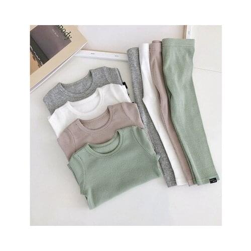 Kids Boys Cotton Pajama Knitwear Sets Girls Winter Autumn Sleepwear Solid Underwear Casual Homewear Children Nightwear 2-6 years