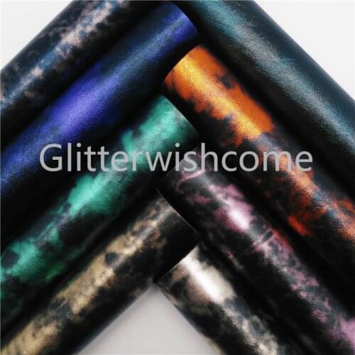 Glitterwishcome 21X29CM A4 Size Cloudy Metallic Faux Leather Fabric, Synthetic leather Fabric Sheets, PU Leather for Bows,GM480A