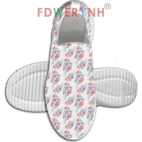 Floral Red Blue Pattern Pattern Customized Mens Womens Shoes Low Top Mesh Sneakers Shoes for Women Sneakers