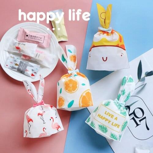 20 PCS Rabbit Cute Wedding Party Long Ear Baking Goodie Bags Packing Cake Gift Bag Nougat For Sweets Cookies Packaging
