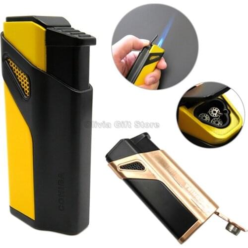 Cohiba Metal 3 Torch Jet Flame Cigarette Cigar Tobacco Lighter With Cigar Punch Smoking Tool Lighter Refillable Windproof