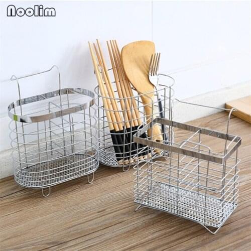 Metal Hanging Cutlery Holder Stainless Steel Spoon Fork Knife Drainer Chopsticks Storage Basket Kitchen Organizer Tableware Rack
