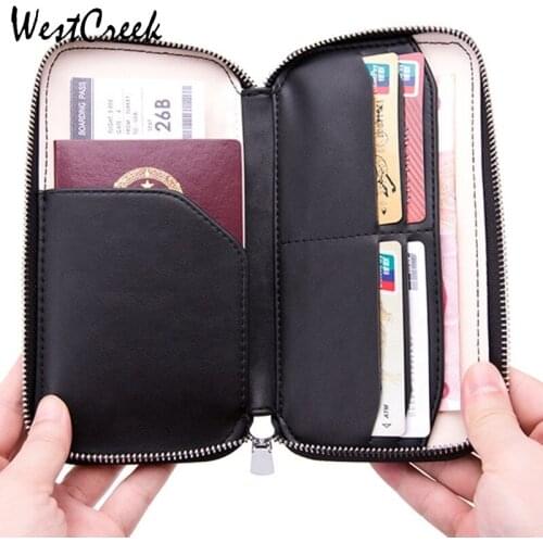 WSTCREEK RFID Blocking Credit Card Holder Anti Theft Multifunction Wallet Purse Passport Bag