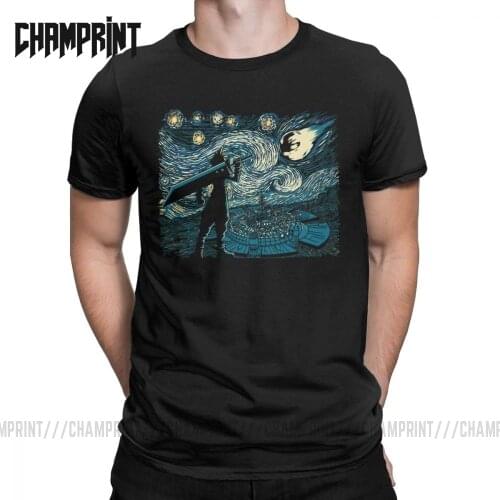 Men Starry Fantasy Van Gogh Final Fantasy T Shirts Portrait Vincent Pop Art Game Cotton Funny Short Sleeve Tees Gift T-Shirts