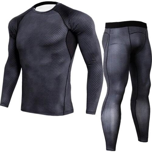 Plus Size Two Pieces Running Sets Men Serpentine Tracksuits Workout Fitness Clothes Man Long Sleeve T-Shirt+Pants Outfits S-3XL