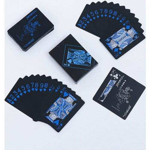 New 54Pcs/Set Waterproof PVC Pure Black Magic Box-packed Plastic Playing Cards Set Deck Poker Classic Magic Tricks Tool