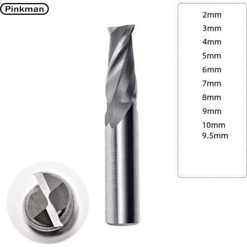 Pinkman 1pc Two Flute 2-10mm Lengthen CNC Milling Cutter Router Bit For Metal Milling Cutters Router Drill Bits For Metal Tool