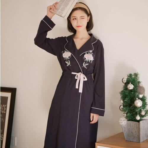 3PCS Sleepwear Womens Cotton Sexy Pajamas Set Girls Long Sleeve Tops+camisole+Pants With Embroidery Casual Loose Lounge Wear