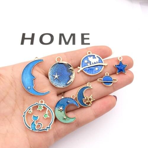 Fashion Pendants Nice Gift Multi Purpose 8Pcs/Set Blue Alloy Jewelry Necklace Accessory DIY Handmade Enamel Drop Oil