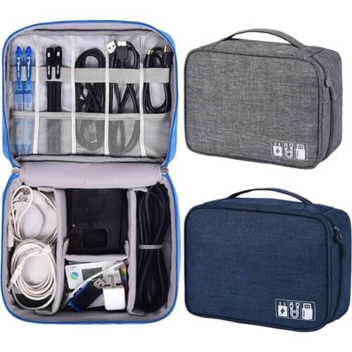 Portable Digital Storage Bags Organizer USB Gadgets Cables Wires Charger Power Battery Zipper Cosmetic Bag