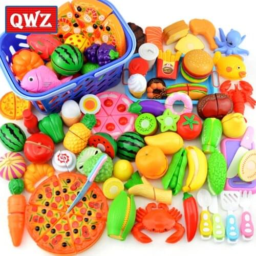 QWZ NEW Children Kitchen Pretend Play Toys Cutting Fruit Vegetable Food Miniature Play Do House Education Toy Gift for Girl Kids