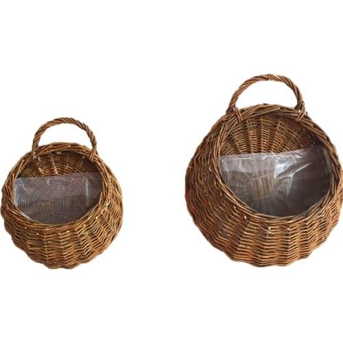 Hanging Orchid Rattan Flower Pot Hang Basket Flowers Pot Wall Basket Wall Hand-Woven Wicker Hanging Type
