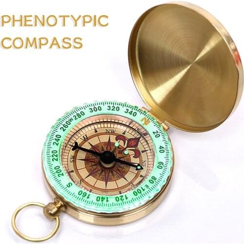 Pure Copper Flip Type Compass With Luminous Pocket Watch Compass Portable Outdoor Multifunctional Metal Measuring Teaching Tool