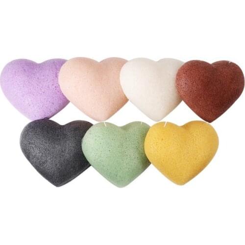 Heart-shaped Shell-shape Round Natural Konjac Cosmetic Puff Facial Deep Cleansing Sponge Massage The Skin