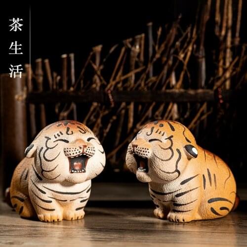 Tibet cute cat lovely sculpture status birthday gift Decoration tea pet tea play funny pottery Vintage Ceramic Figurine