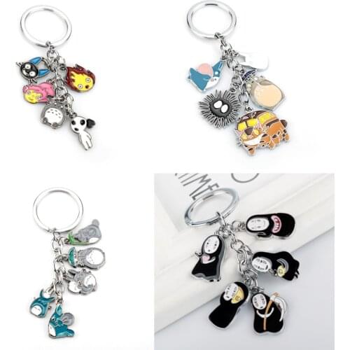 Tonari no Totoro Anime Metal Keychain Key Holder Tonari no My Neighbor Totoro Mei Spirited Away Key chain For Woman Bag Gifts
