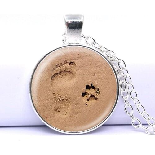 Dog Paw Pendant Dog Lover Necklace Paw Print Jewelry Paw and Footprint Pendant Gift For Dog Lover Gift