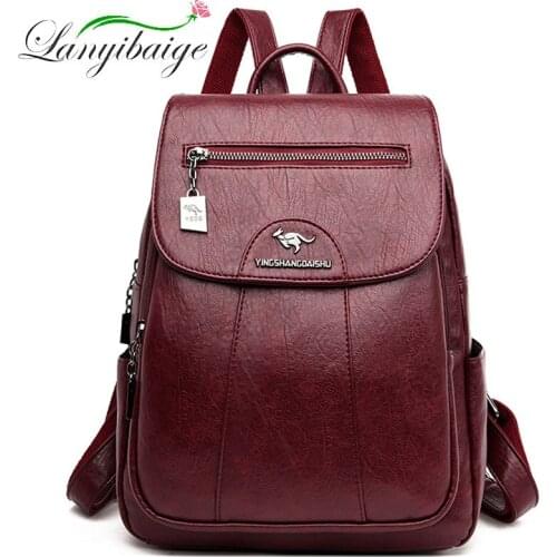 Simple Style women PU Leather Backpack women Famous Brand School Backpacks for girls Daypacks ladys backpack mochila feminina