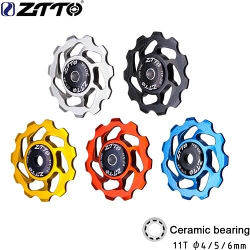 ZTTO 11T MTB Bicycle Rear Derailleur Jockey Wheel Ceramic bearing Pulley AL7075 CNC Road Bike Guide Roller Idler 4mm5mm6mm