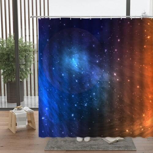 Starry Sky Shower Curtain Color Stripes Geometry Waterproof Polyester Household Bath Screen Bathroom Accessories Set With Hook