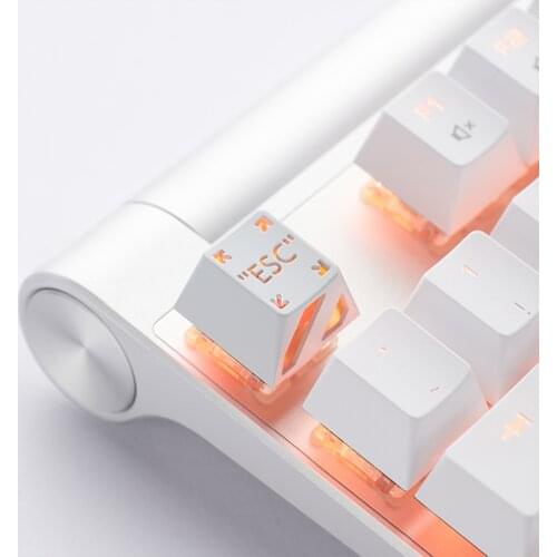 1pcs HolyOOPS Metal Translucent Keycaps Custom Esc Handmade Personalized Cherry MX Keycaps For Mechanical Keyboard - White Black
