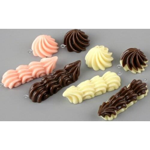 10pcs DIY resin fittings kawaii cabochon Cookies cream biscuit charm pendants ornament jewelry making materials boutique trinket
