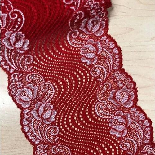 10Yards 18cm Red Black Lace Trim Floral Polyester Material Fabric Ribbon Bra Sewing Accessories High Quality
